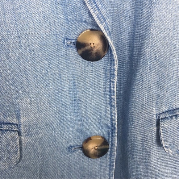 J. JILL Denim Cotton Linen 2-Button Blazer Shacket Jacket XS Contrast cuffs - Picture 8 of 14